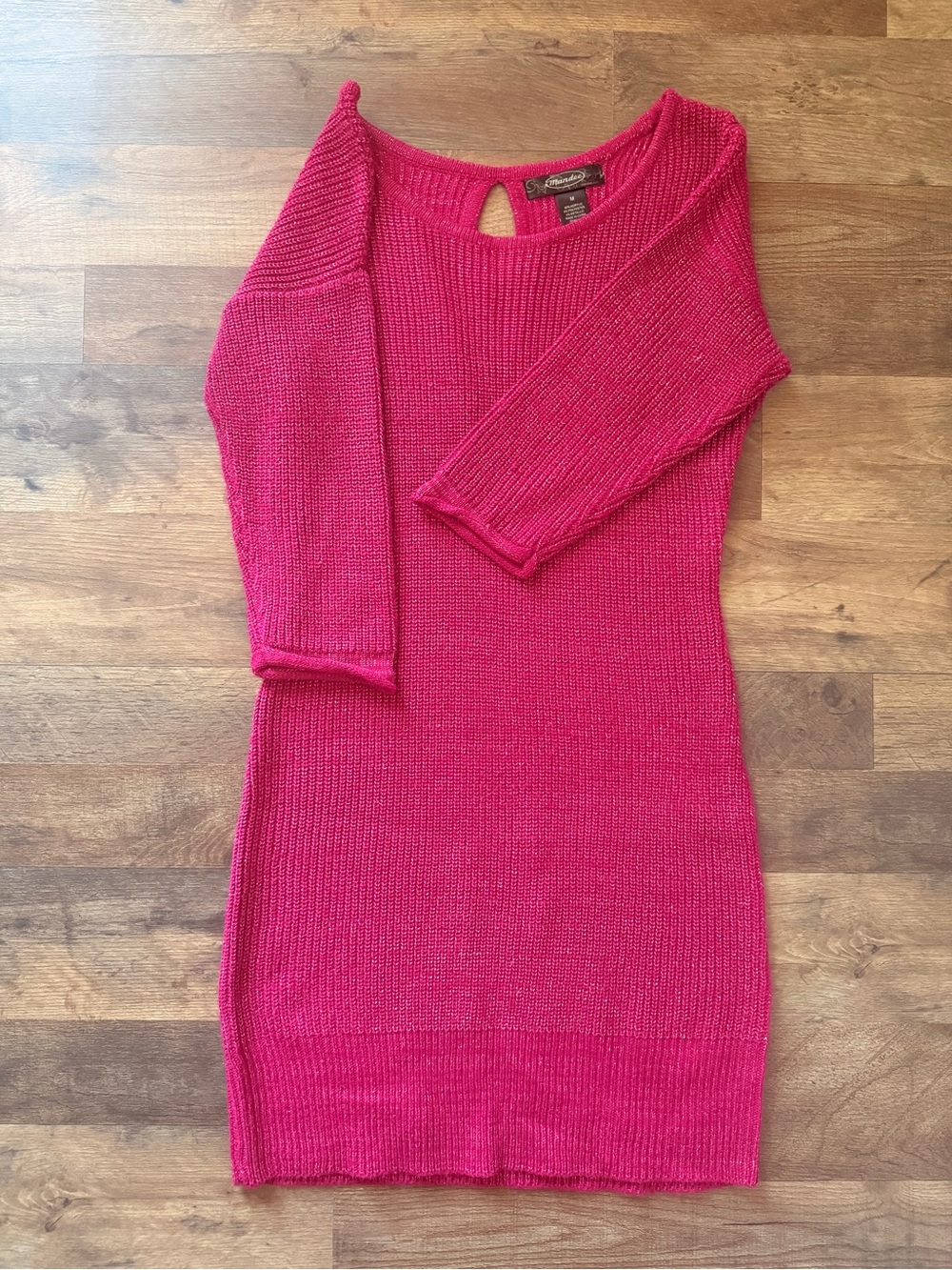 mandee Metallic Fuchsia Knit Dress